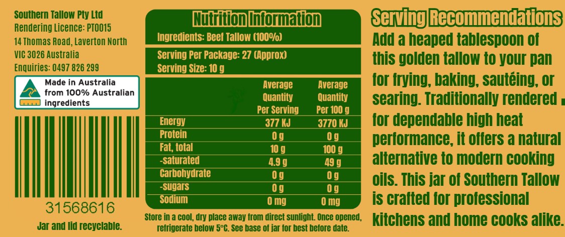 100% Grass-Fed Beef Tallow